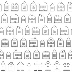 Seamless pattern with abstract decorative houses vector illustration