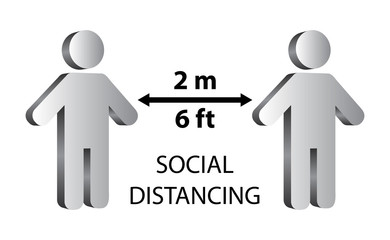 Sign with social distancing demand vector illustration. Coronavirus Covid-19 awareness.