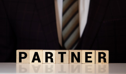 PARTNERS word made with building blocks, business concept