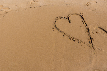 Heart draw on the shore of the sea