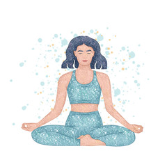 A girl in the Lotus position meditates