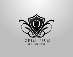 Majestic O Letter Logo. Vintage O Shield Design for Royalty, Restaurant, Automotive, Letter Stamp, Boutique,  Hotel, Heraldic, Jewelry, Wedding.