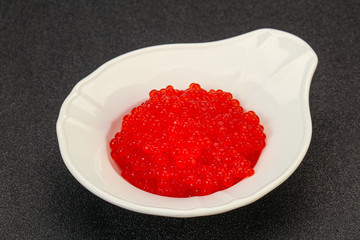 Red salmon caviar in the bowl