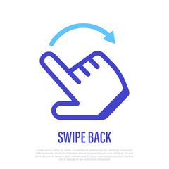 Swipe to right by finger. Hand gesture with arrow. Thin line icon for app. Vector illustration.