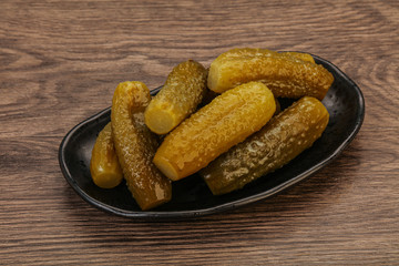 Pickled cucumbers in the plate