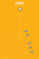 Fototapeta premium Think differently - Being different, taking risky, move for success in life -The graphic of light bulb also represents the concept of courage, enterprise, confidence, belief, fearless, daring. Vector.