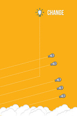 Fototapeta premium Think differently - Being different, taking risky, move for success in life -The graphic of light bulb also represents the concept of courage, enterprise, confidence, belief, fearless, daring. Vector.