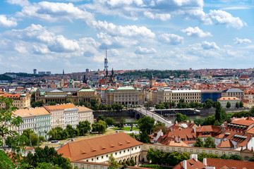 Naklejka na ściany i meble Aerial view of Prague Czech Republic from Castle.
