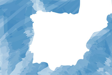 Mapa de la península ibérica en blanco con fondo azul © jimenezar