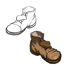drawing illustration of old shoes