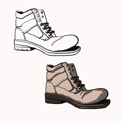 drawing illustration of old shoes