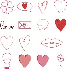 set of vector hearts for valentines, to show love 