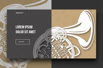 Web site landing page with french horn design