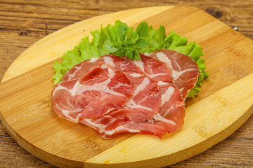 Smoked pork neck slices snack