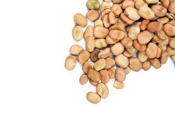 broad beans on a white background