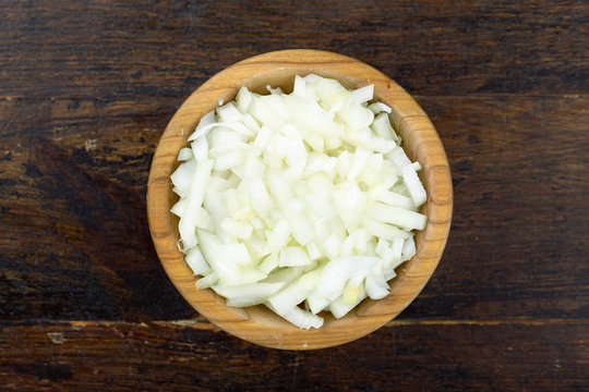 Finely Chopped Onions In A Plate