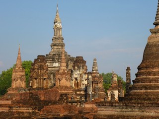 Ruins of Wat Mahathat in the historical park of Sukhothai