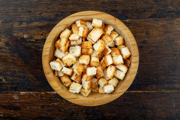 white bread croutons in a plate