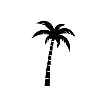 Black Palm tree icon isolated on white background