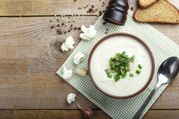 cauliflower cream soup in a plate