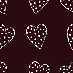 Seamless doodle pattern with hearts. Hand drawn illustration for cards, posters, banners, textile and other design. Valentine's day pattern.