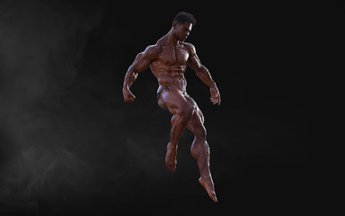 3d Illustration bodybuilder man posing. Beautiful sporty male power guy. Fitness muscle man with clipping path.