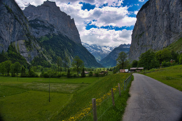 majestic landscape at Lauterbrunnen valley, Switzerland