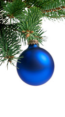 blue christmas ball on white background