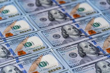 USA dollars. Macro image with selective focus. Money.