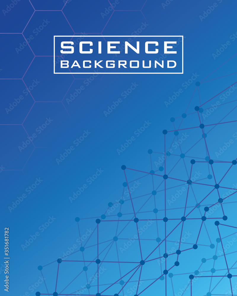 Wall mural blue science background with lines structures