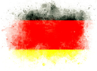 Naklejka na ściany i meble Illustration of Germany Flag, watercolor, German flag painted on white paper