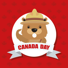 happy canada day with cute beaver