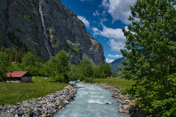 majestic landscape at Lauterbrunnen valley, Switzerland