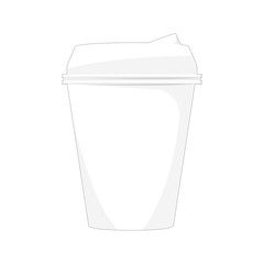 Cartoon mockup paper cup for coffee, white cup for tea. Disposable cup for coffee. Vector illustration..