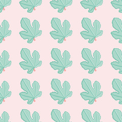 Fig tree foliage repeating pattern. Vector palmate leaves illustration background.