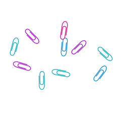 Stationary paperclips isolated on white background