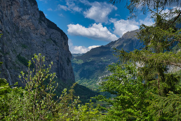 Naklejka na ściany i meble majestic landscape at Lauterbrunnen valley, Switzerland