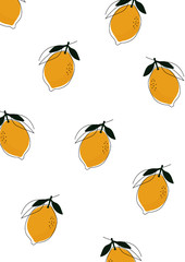 Leomon, Zitrone, Sommer, Baum, Vitamin C, Tee, Frucht, Obst, Italien, Schale, Sauer, Blätter, minimalistisch, Illustration