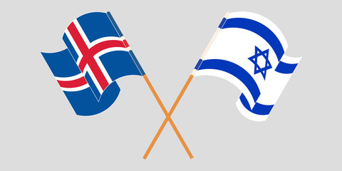 Crossed flags of Iceland and Israel