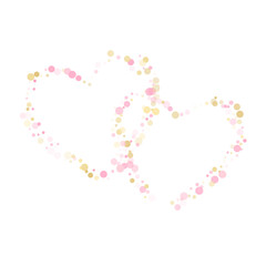 Rose gold confetti circle decoration for Christmas card background. 