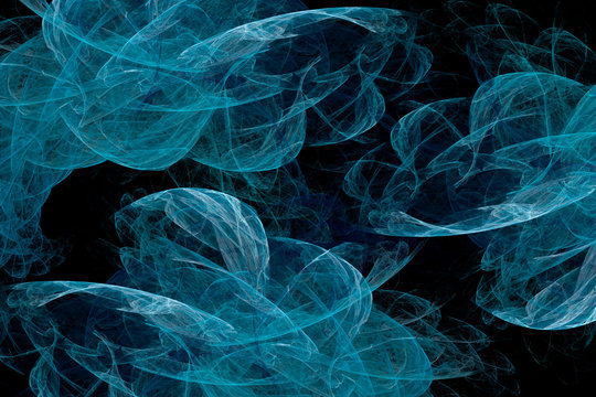 Abstract neon fractal pattern in the form of smoke on a dark background and is suitable for use in projects of imagination, creativity and design. Great for cell phone wall paper