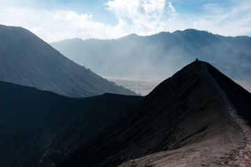 Bromo volcano on Java island, Indonesia, in daylight, another planet landscape