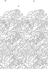 Design with stars and abstract shapes intertwined, seamless pattern
