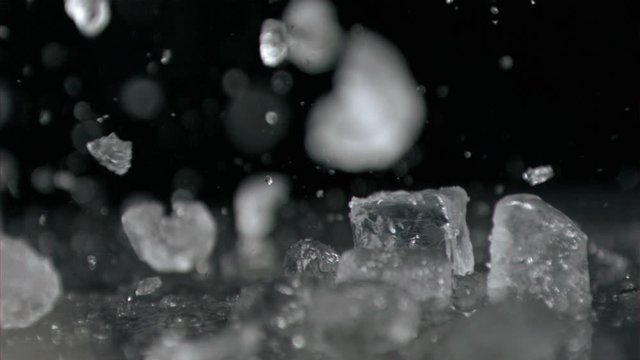 Ice falling in super slow motion