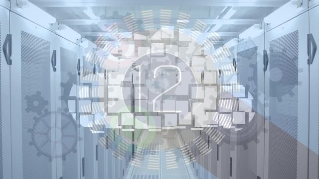 Animation of numbers from 10 to 0 over cloud and machine icons floating