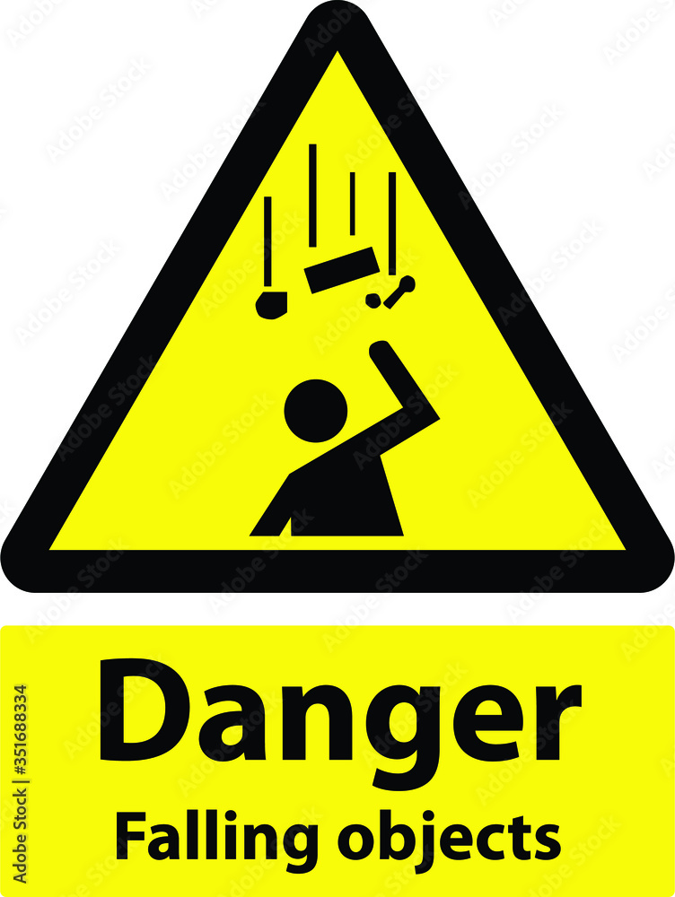 Wall mural danger falling objects warning sign