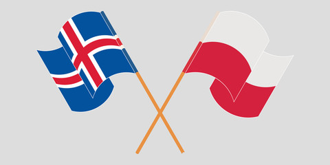 Crossed flags of Iceland and Poland
