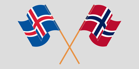 Crossed flags of Iceland and Norway