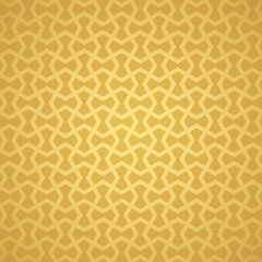 Symmetrical abstract vector background in arabian style made of gold geometric line.