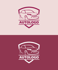 Auto style car logo design with concept sports vehicle icon silhouette
 on retro background. Vector illustration.
